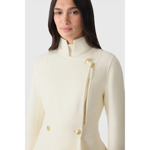 Mackage Annia Asymmetrical Wool Coat in Cream