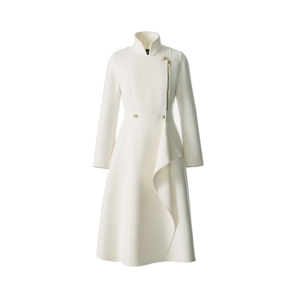 Mackage Annia Asymmetrical Wool Coat in Cream