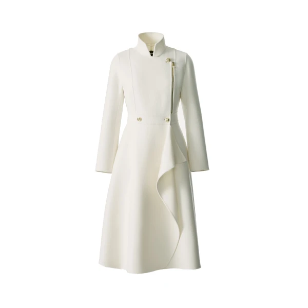 Mackage Annia Asymmetrical Wool Coat in Cream