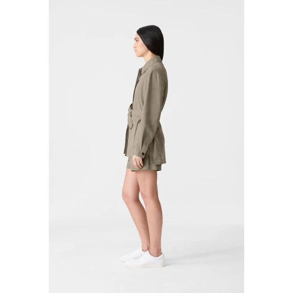 azalia-su belted suede shirt jacket taupe