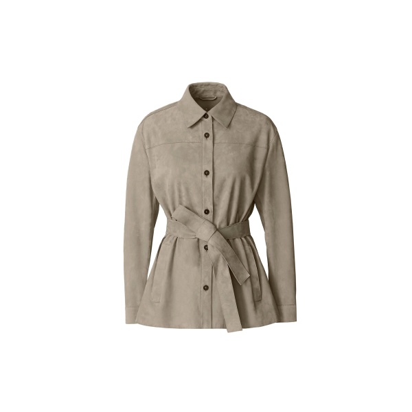 mackage azalia-su belted suede shirt jacket