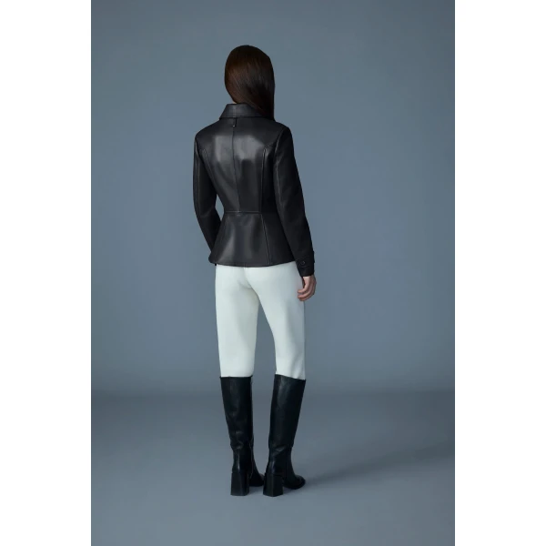 Mackage Barbara Fitted Lamb Leather Jacket in Black