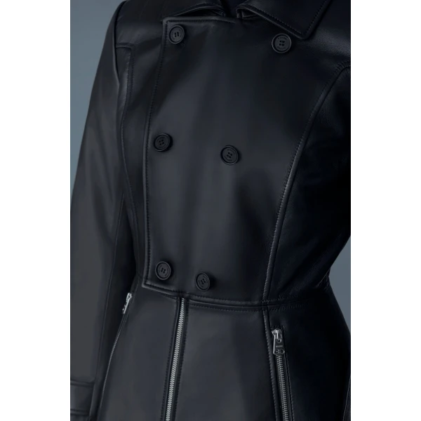 Mackage Barbara Fitted Lamb Leather Jacket in Black