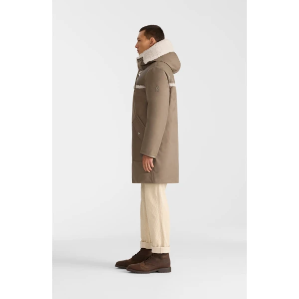 Mackage Bear Mixed Media Coat in Truffle-Taupe