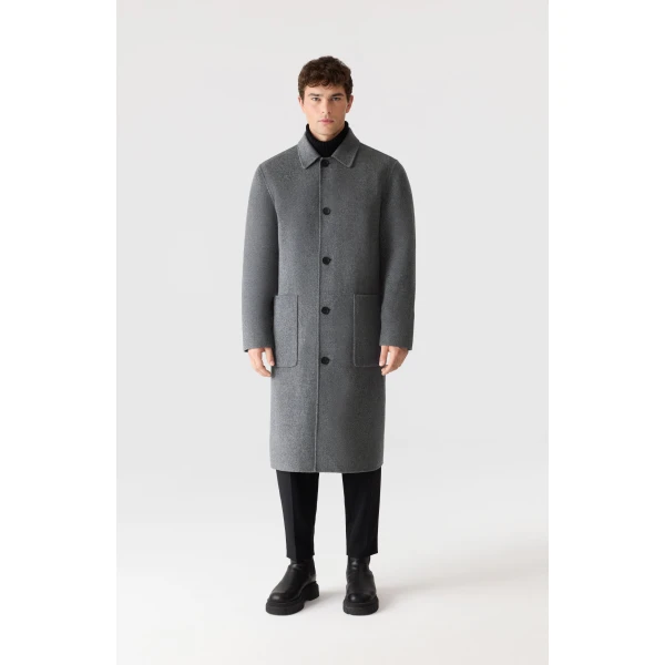 Mackage Beckett Handmade Wool Overcoat in Carbon Mix