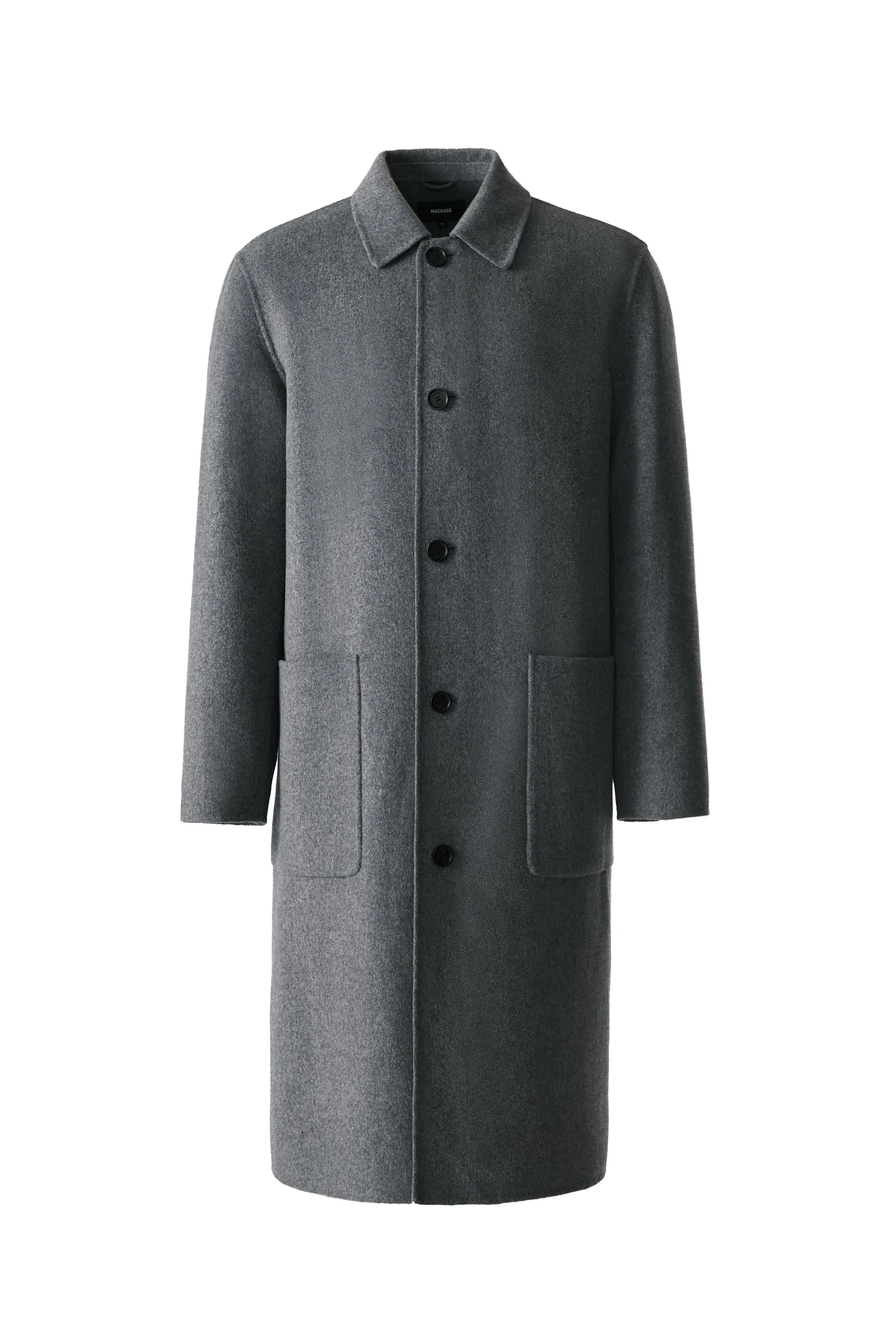 Mackage Beckett Handmade Wool Overcoat in Carbon Mix Mackage Beckett Handmade Wool Overcoat in Carbon Mix