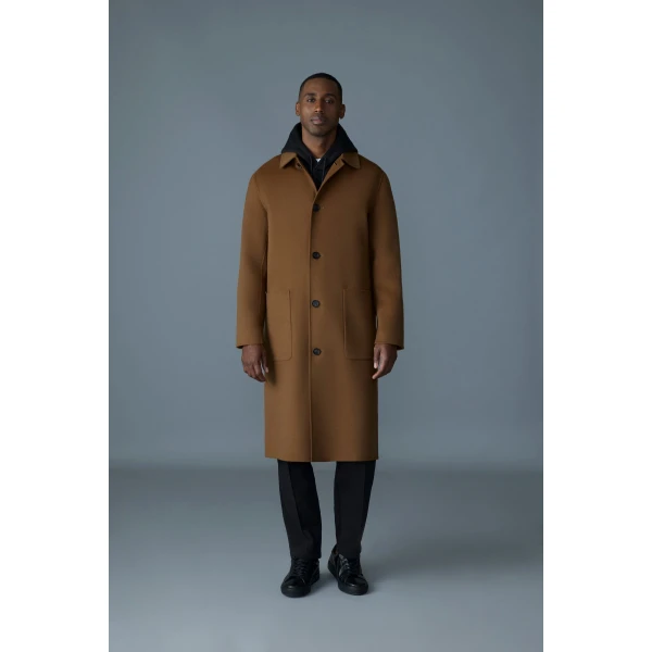 Mackage Beckett Handmade Wool Overcoat in Earth Brown