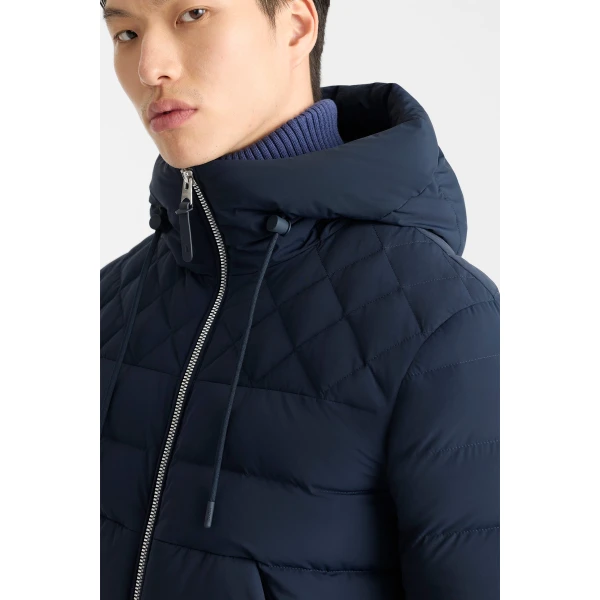 Mackage Bergen Quilted Down Hooded Jacket in Marine Blue
