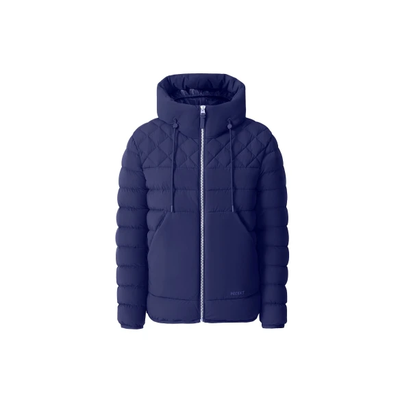 Bergen Quilted Down Hooded Jacket in Mineral Blue