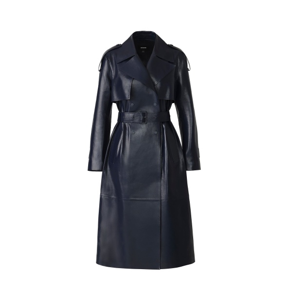 Mackage Carmela Leather Trench in Marine Blue