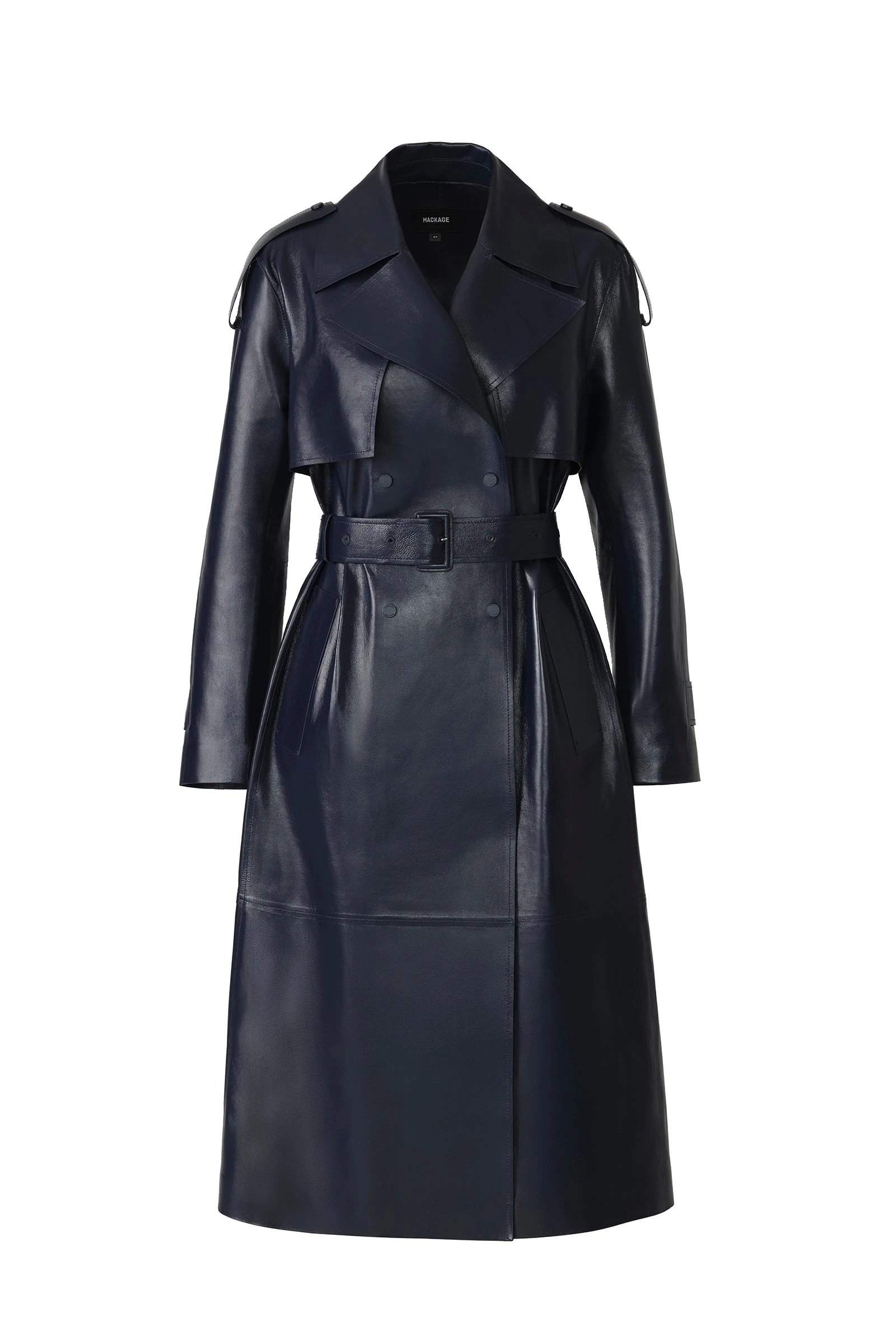 Mackage Carmela Leather Trench in Marine Blue Mackage Carmela Leather Trench in Marine Blue