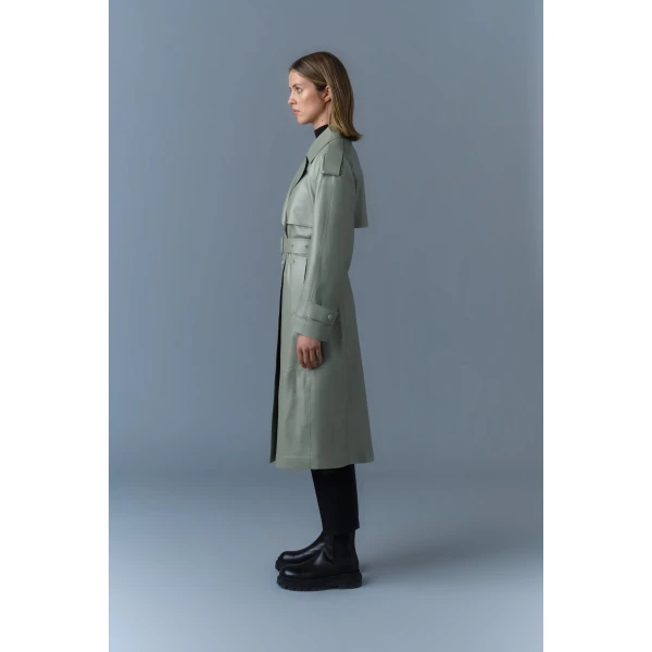 Mackage Carmela Leather Trench in Matcha