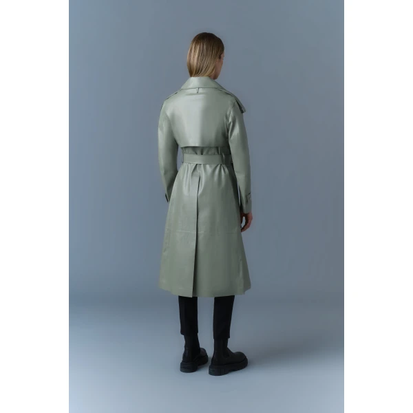 Mackage Carmela Leather Trench in Matcha