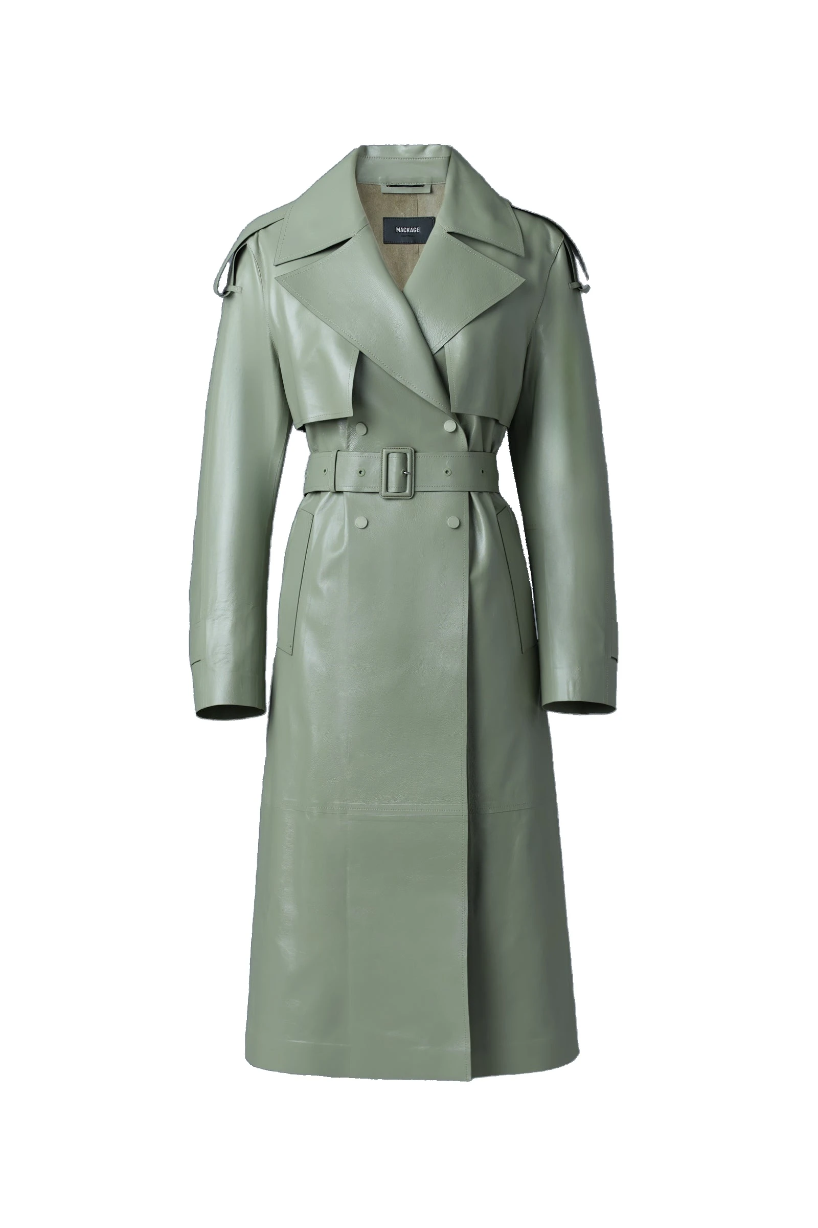 Mackage Carmela Leather Trench in Matcha Mackage Carmela Leather Trench in Matcha