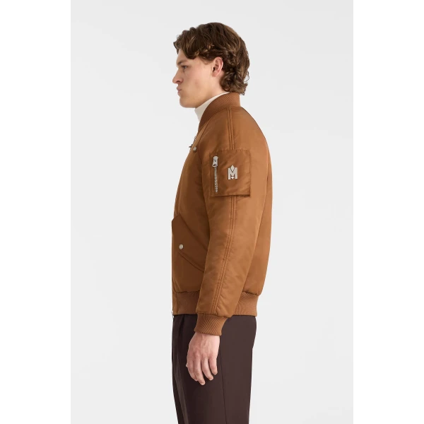 Mackage Carmelo Satin Aviator Jacket in Earth Brown