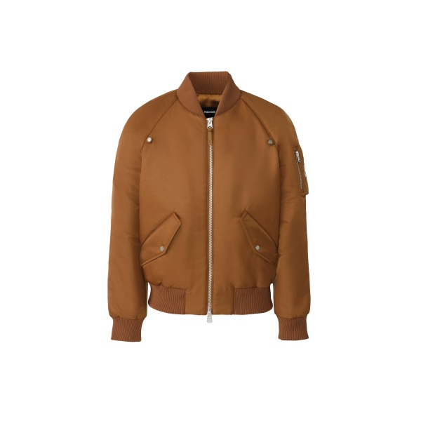 Mackage Carmelo Satin Aviator Jacket in Earth Brown