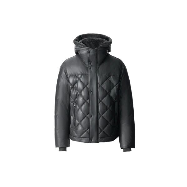 Cash Diamond-Quilted Leather Jacket in Carbon