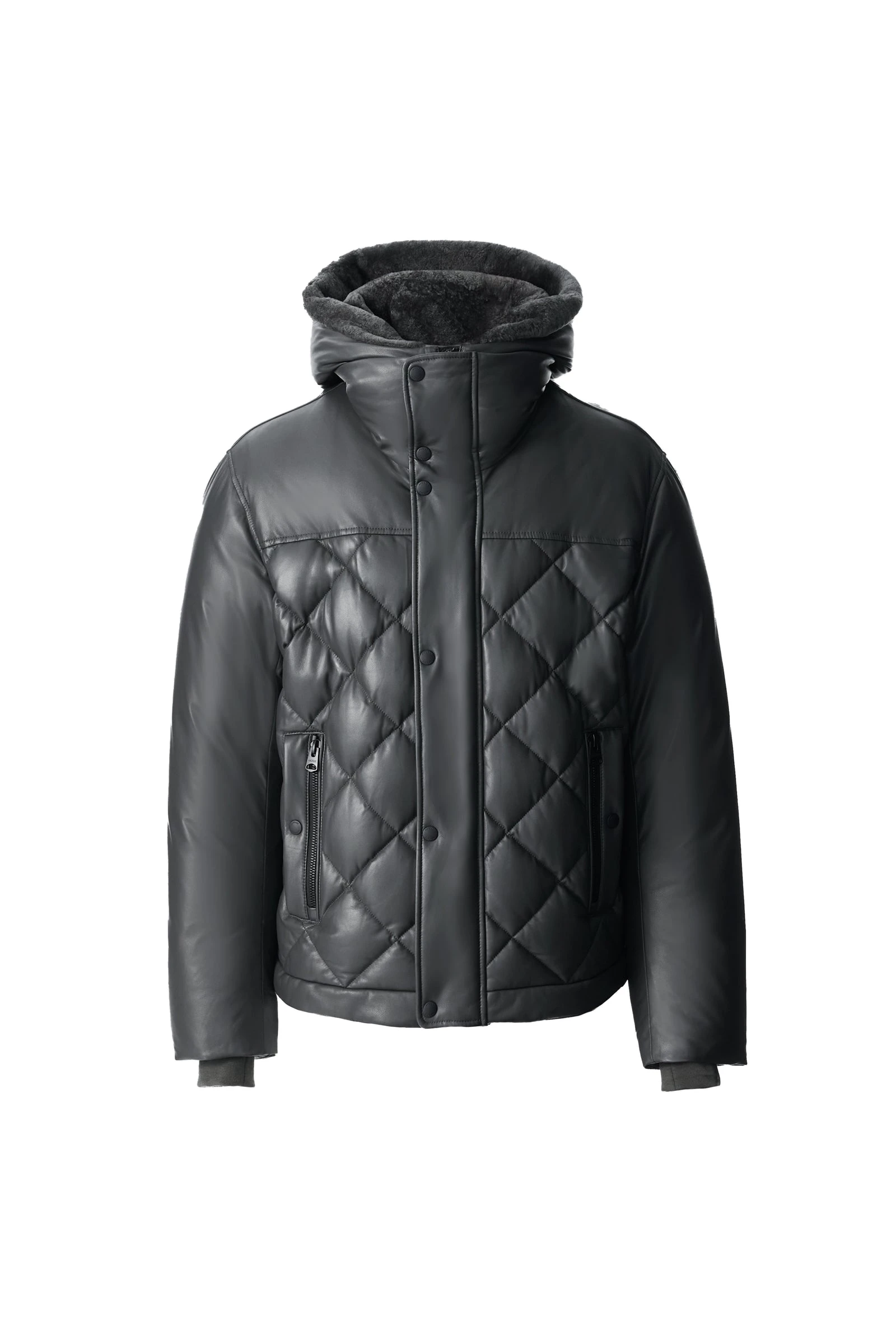 Mackage Cash Diamond-Quilted Leather Jacket in Carbon Mackage Cash Diamond-Quilted Leather Jacket in Carbon