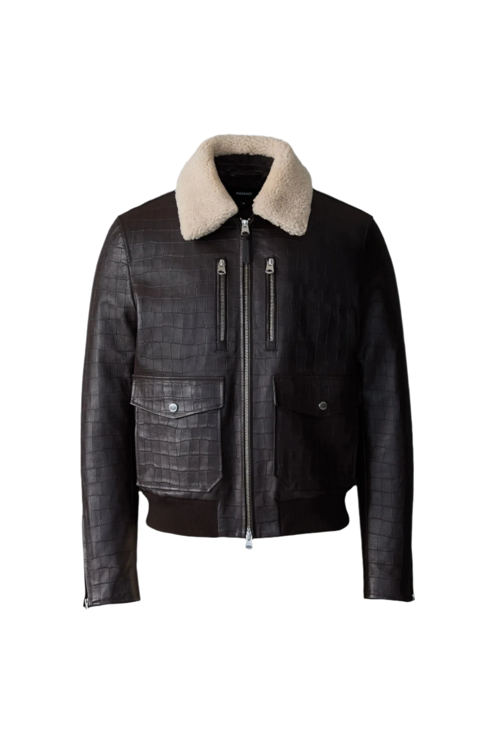 Mackage Chance-NV Croc-Embossed Leather Jacket in Coffee Mackage Chance-NV Croc-Embossed Leather Jacket in Coffee