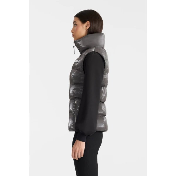 Mackage Chaya-GLO High-Gloss Shell Down Vest in Carbon