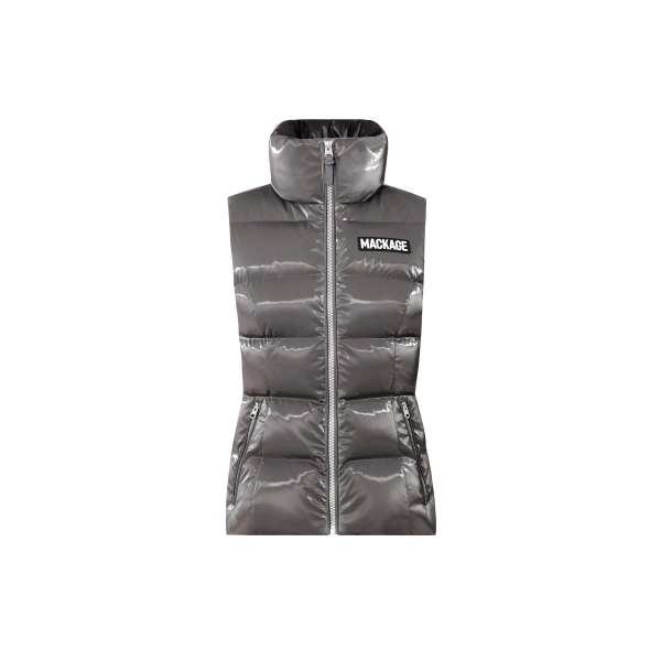 Mackage Chaya-GLO High-Gloss Shell Down Vest in Carbon