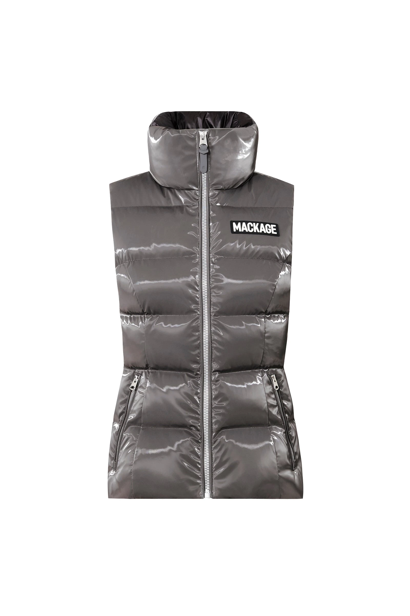 Mackage Chaya-GLO High-Gloss Shell Down Vest in Carbon Mackage Chaya-GLO High-Gloss Shell Down Vest in Carbon