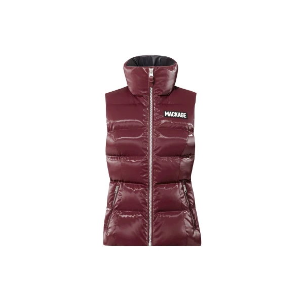 Chaya-GLO High-Gloss Shell Down Vest in Garnet