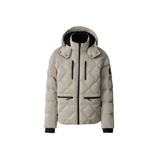 Mackage Cillian-GLO High-Gloss Down Ski Jacket in Taupe