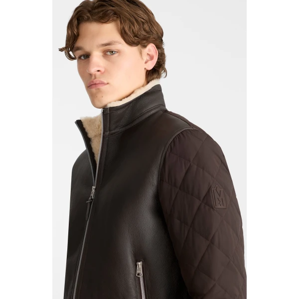 Mackage Clay Mixed Media Jacket in Coffee-Natural