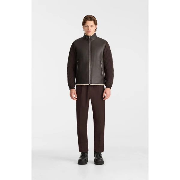 Mackage Clay Mixed Media Jacket in Coffee-Natural
