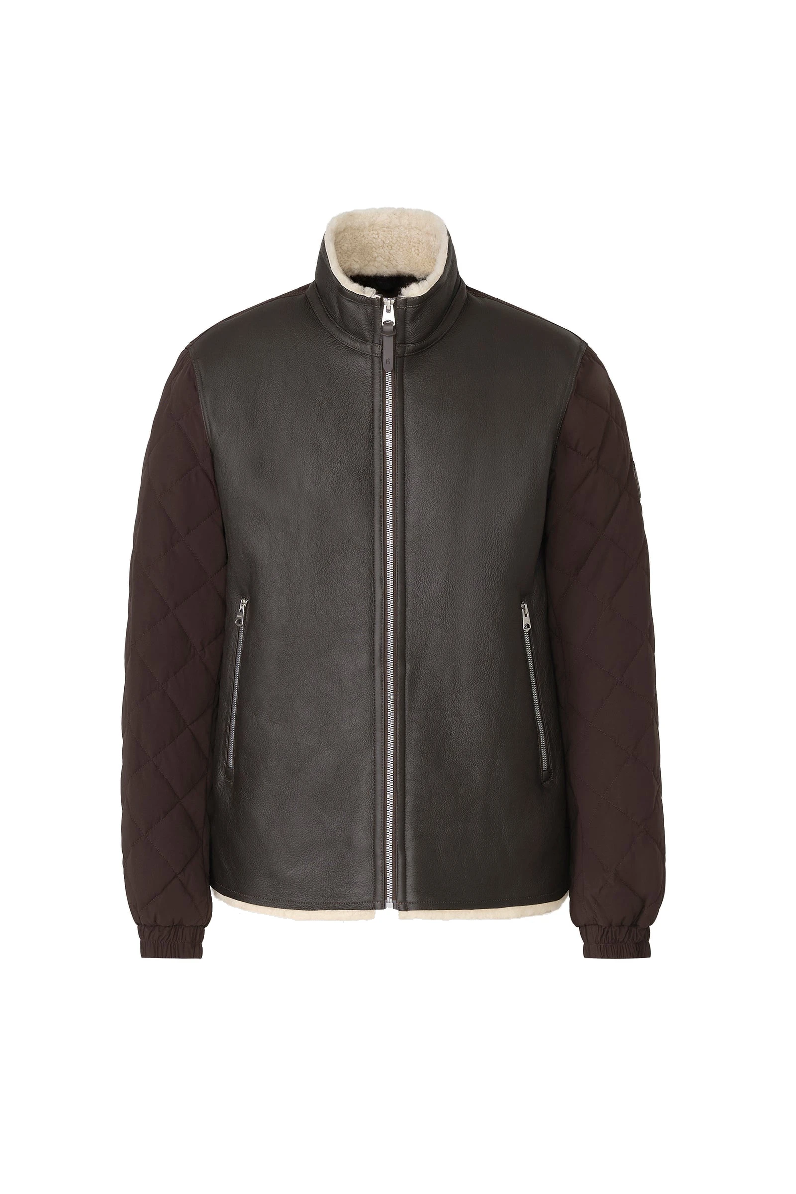 Mackage Clay Mixed Media Jacket in Coffee-Natural Mackage Clay Mixed Media Jacket in Coffee-Natural