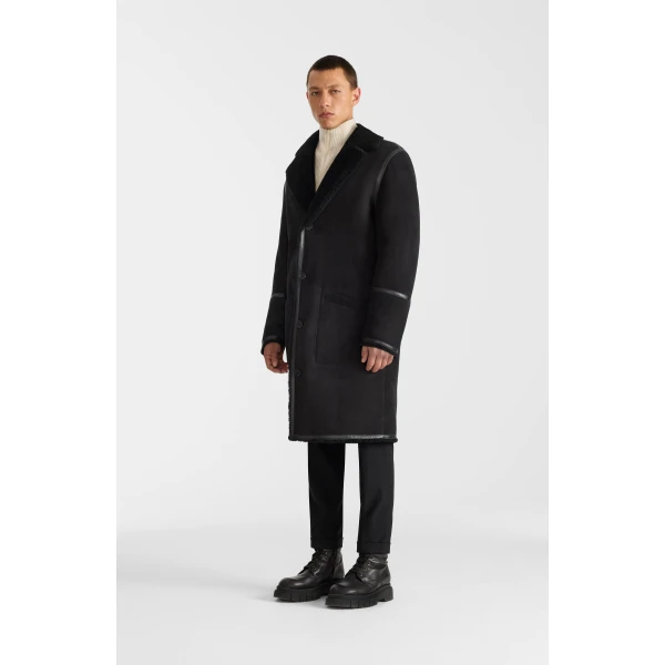 Mackage Clyde Reversible Shearling Coat in Black-Black