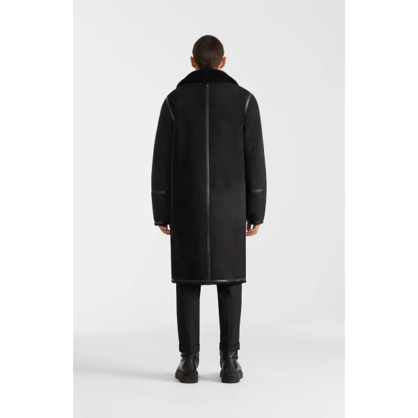 Mackage Clyde Reversible Shearling Coat in Black-Black