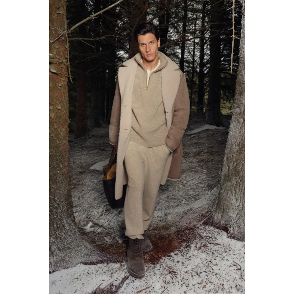 Mackage Clyde Reversible Shearling Coat in Truffle-Taupe