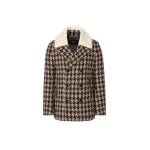 Mackage Cole-BHT Houndstooth Patterned Wool Peacoat in Coffee