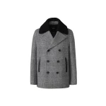 Mackage Cole-PL Double-Breasted Wool Peacoat in Black-Cream Mackage Cole-PL Double-Breasted Wool Peacoat in Black-Cream