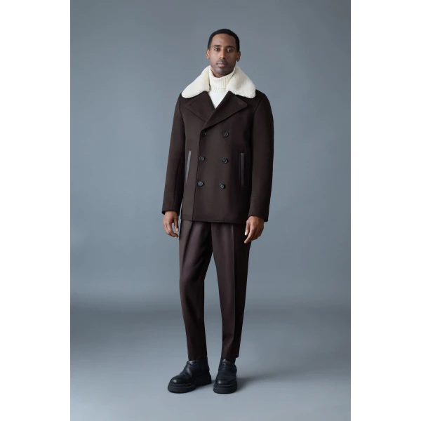 Mackage Cole Wool Double-Breasted Jacket in Coffee