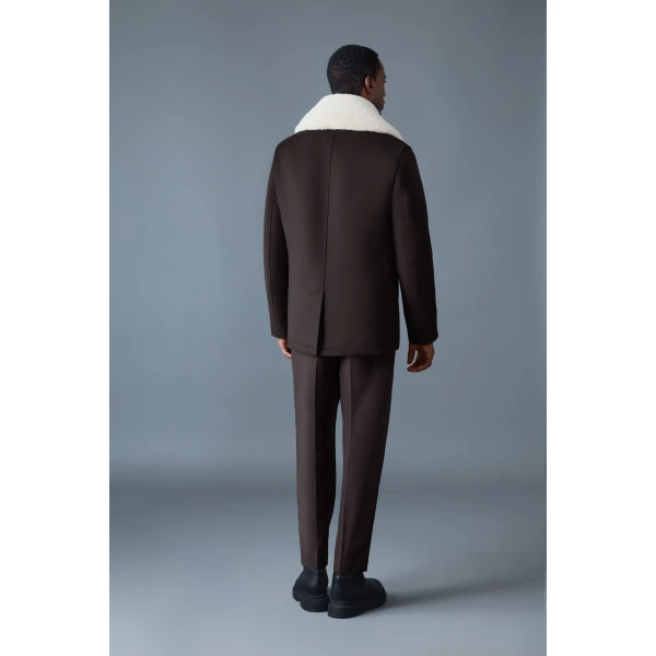 Mackage Cole Wool Double-Breasted Jacket in Coffee