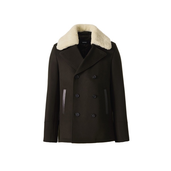 Mackage Cole Wool Double-Breasted Jacket in Coffee