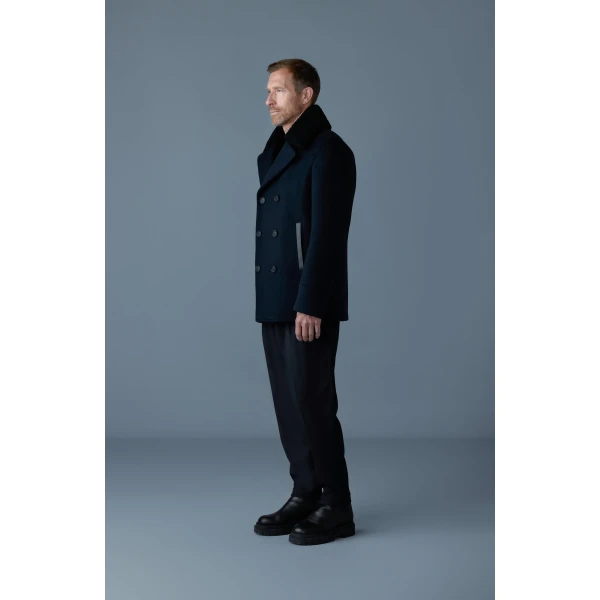 Mackage Cole Wool Double-Breasted Jacket in Navy