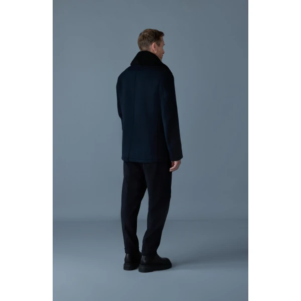 Mackage Cole Wool Double-Breasted Jacket in Navy