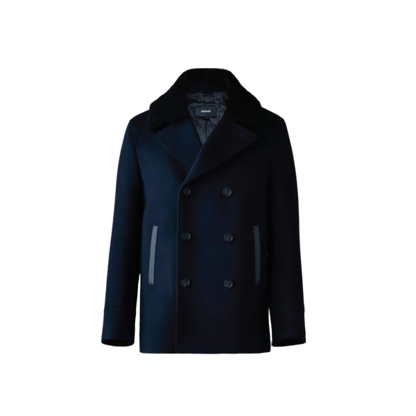 Mackage Cole Wool Double-Breasted Jacket in Navy