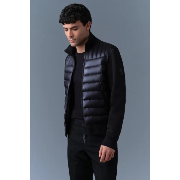 Mackage Collin-R Down Mixed Media Bomber Jacket in Black