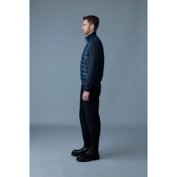 Mackage Collin-R Down Mixed Media Bomber Jacket in Navy