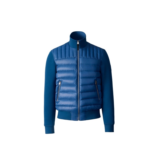 Mackage Collin-R Down Mixed Media Bomber Jacket in Tide