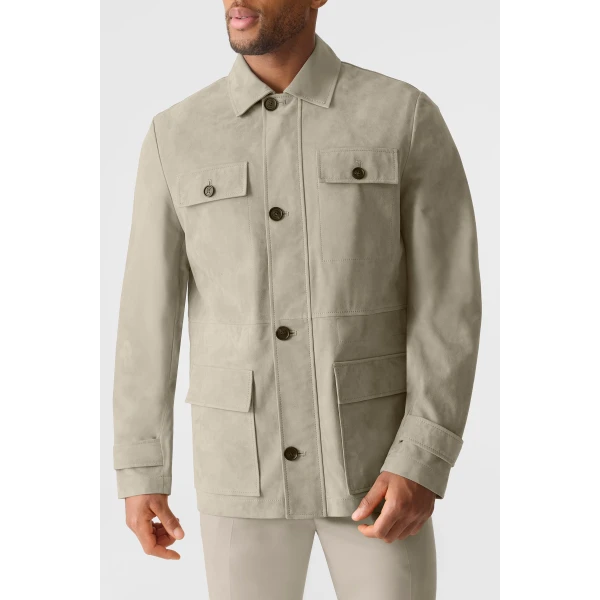 Mackage Danny-SU Suede Safari Jacket in Taupe