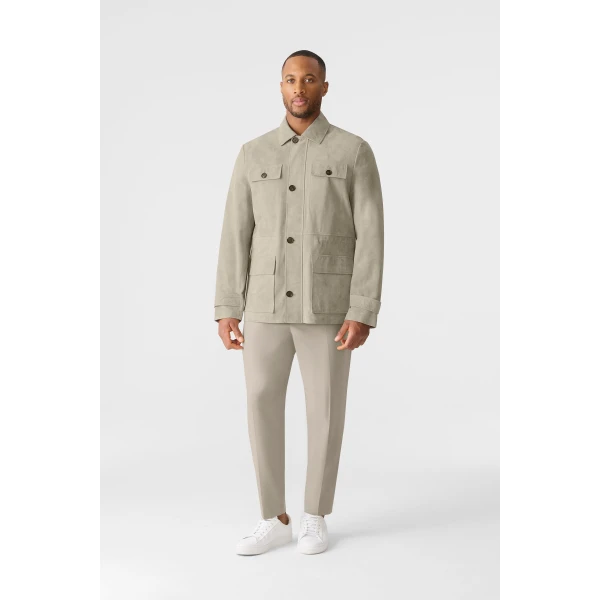 Mackage Danny-SU Suede Safari Jacket in Taupe
