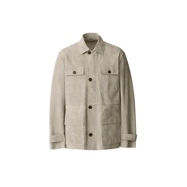 Mackage Danny-SU Suede Safari Jacket in Taupe