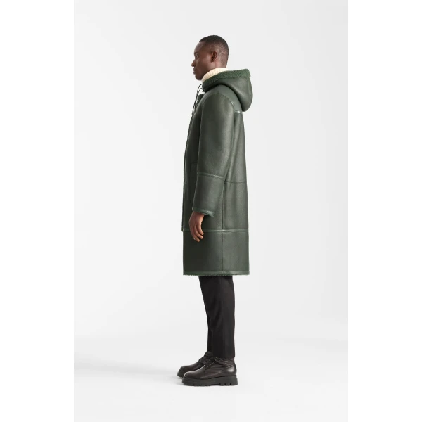 Mackage Darwin Shearling Duffle Coat in Evergreen