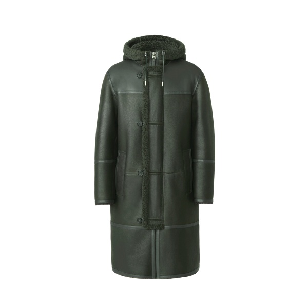 Mackage Darwin Shearling Duffle Coat in Evergreen